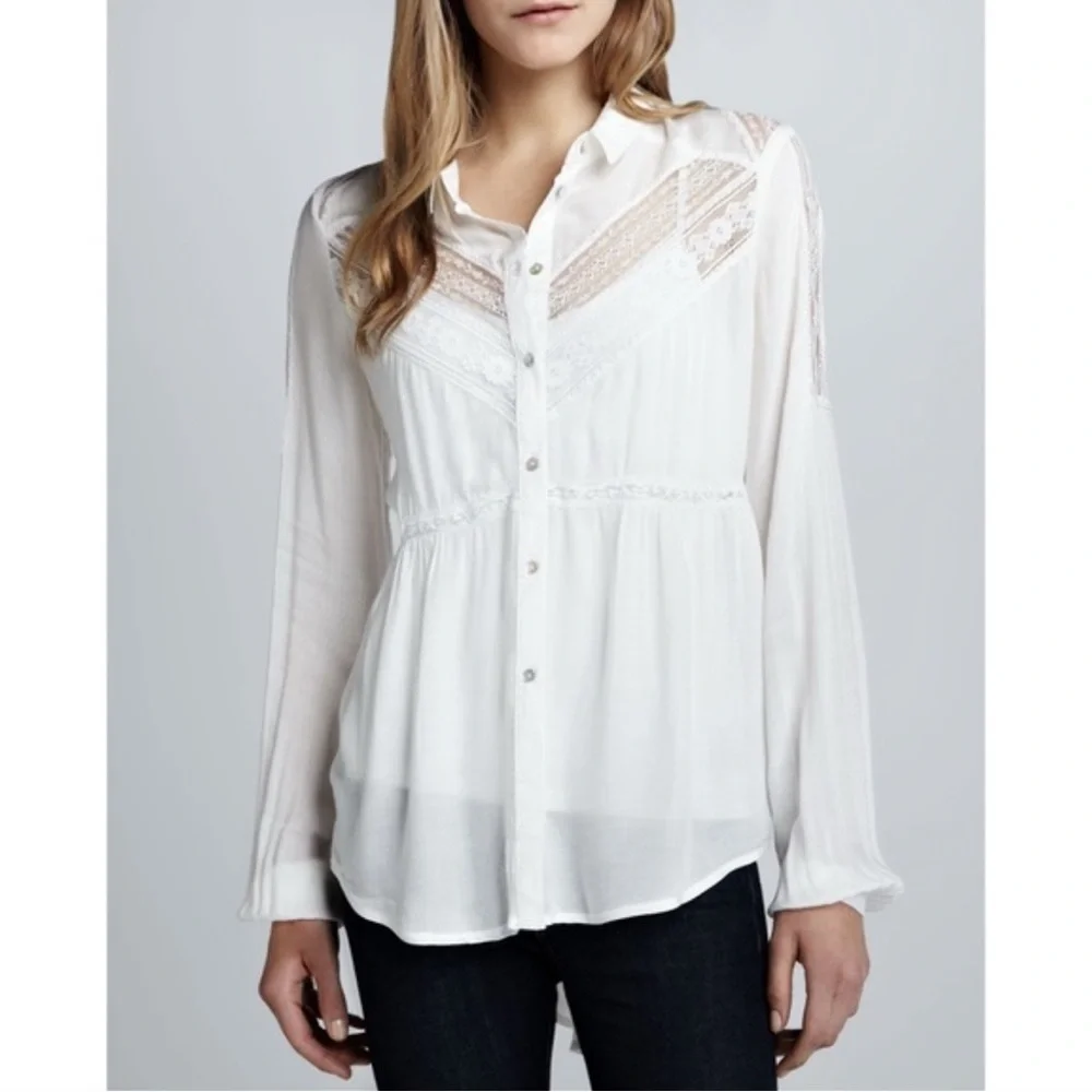 Free people button up lace top women’s small‎